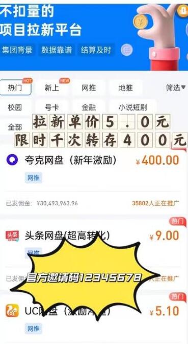 10大网推拉新平台排行榜：最近热门项目有哪些？(图2)